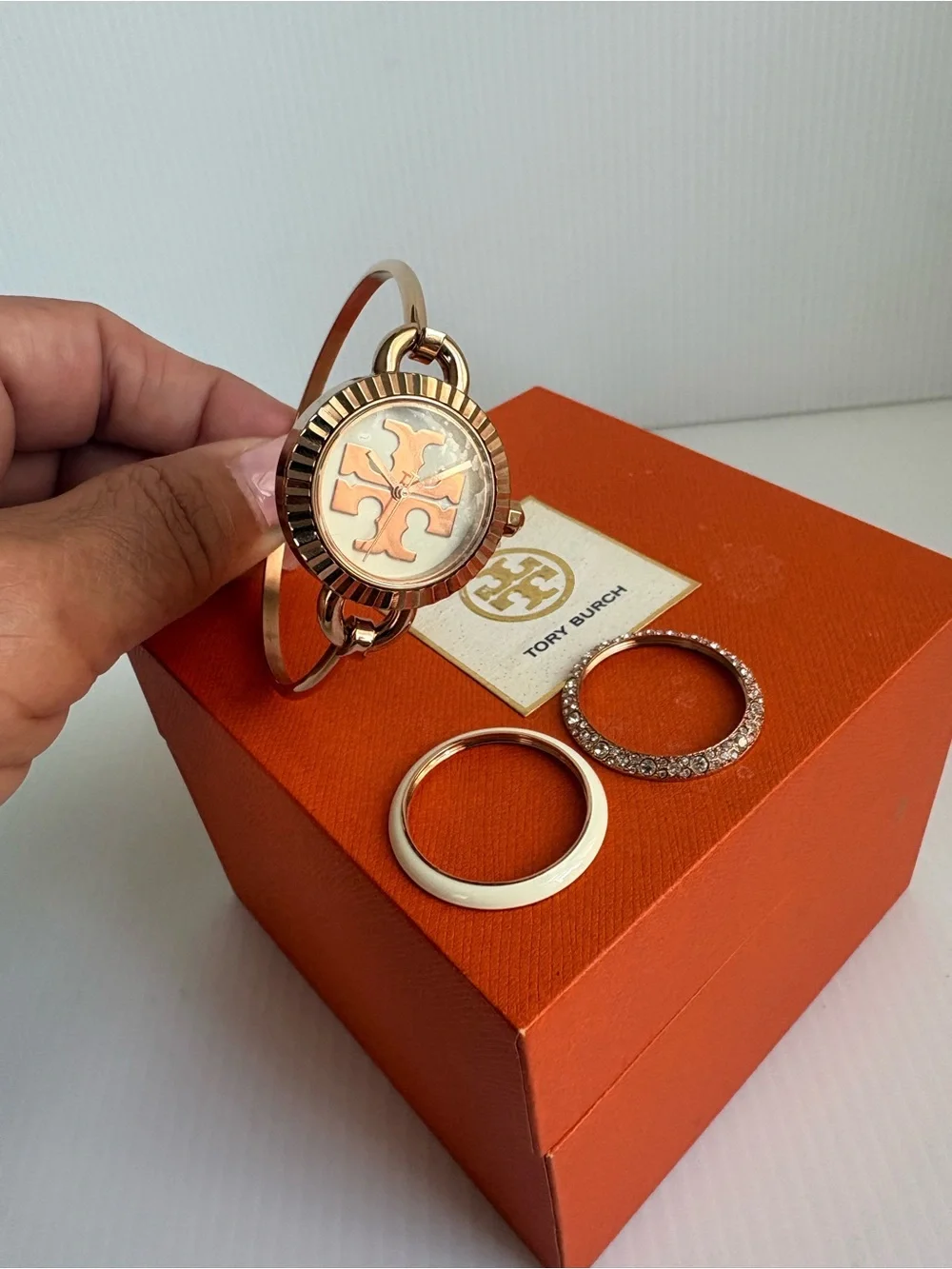 Tory Burch The Miller Rose Gold Stainless Steel Bangle Bracelet Watch TBW6015